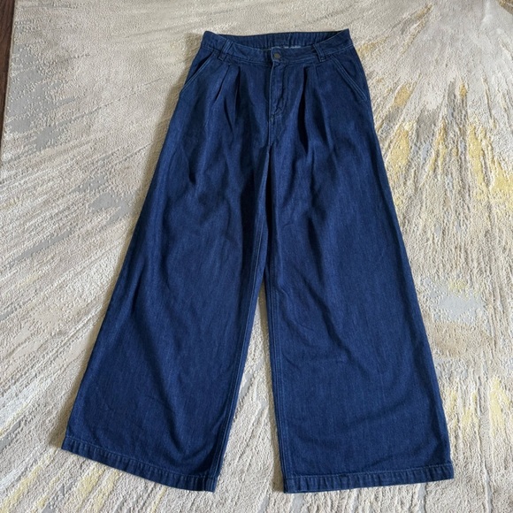 Wrap London wide leg soft jeans high rise tailored pleated ZU50 size 8 - Picture 2 of 13